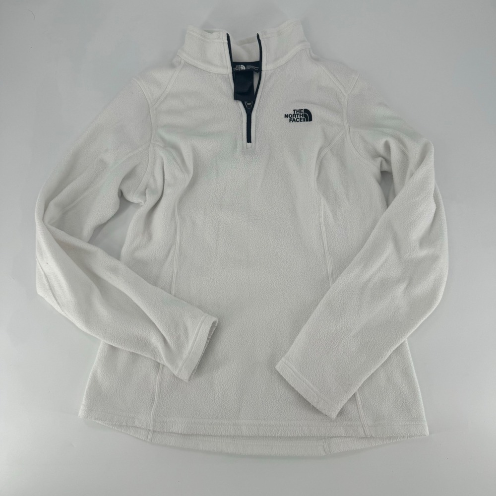 The North Face Womens White TKA 100 Quarter Zip Fleece Pullover Jacket Small